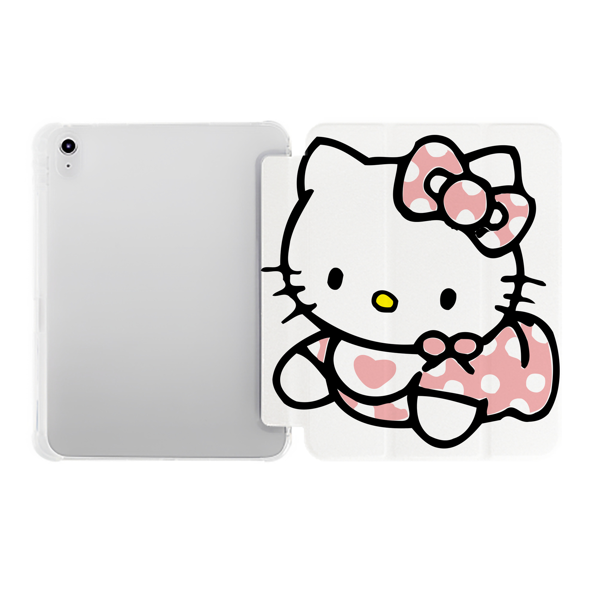 （画像用） Hello Kitty ハローキティ IPad ケース ペン収納付き 三つ折りスタンド PUレザー×シリコン 対応機種9.5/10.5/10.9インチ